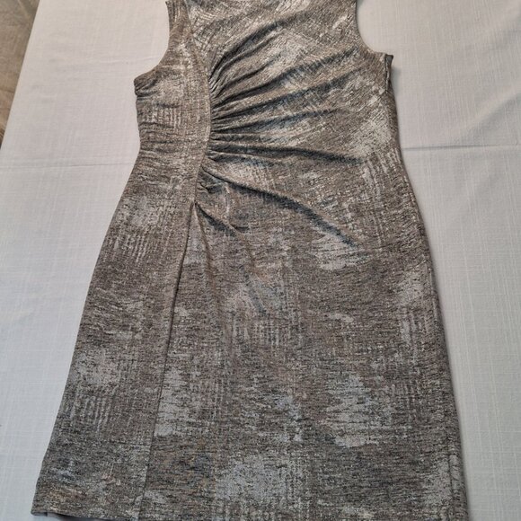 Wrap Dress Bodycon Ombre Ruched Cocktail Length Lux Silver Gold Size 14 - Picture 8 of 13